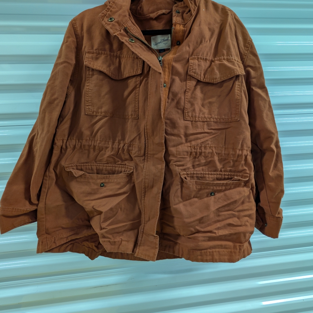 Universal Thread Utility Field Jacket with Hidden Hood - Size XL - Rust / Terrac